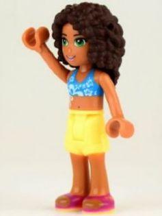 LEGO Minifigure-Andrea, Bright Light Yellow Shorts, Dark Azure Bikini Top-Friends-FRND032-Creative Brick Builders